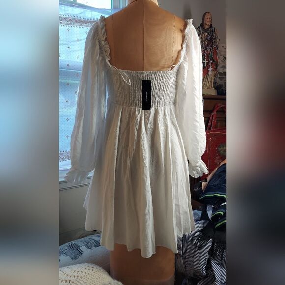 LULUS Make the Call White Long Poet Sleeve Mini Dress Size S - Picture 6 of 16